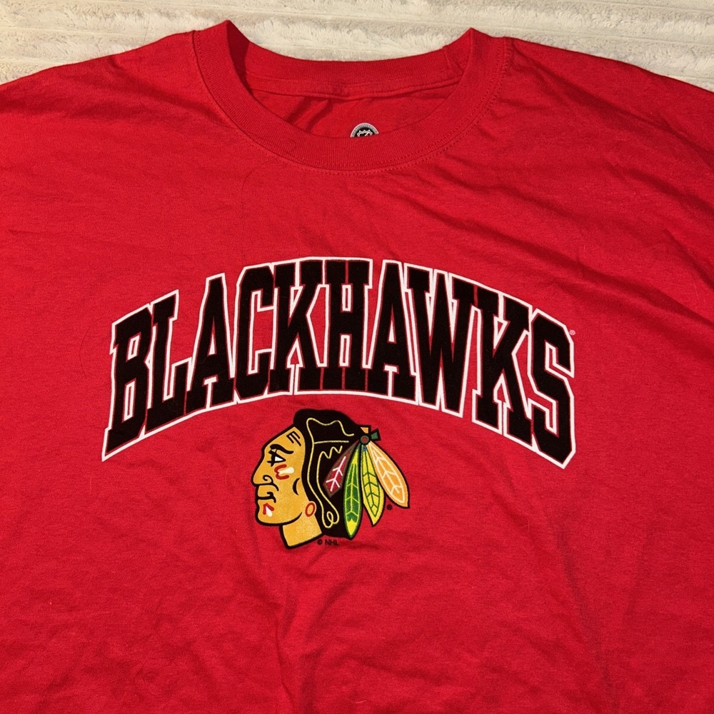 Chicago Blackhawks Red Logo T Shirt 3XL Majestic NHL‎ NWT COTTON